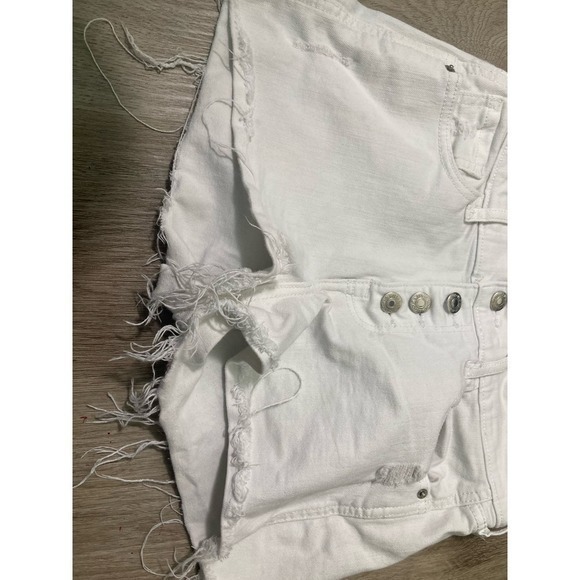 Old Navy Boyfriend Shorts Mid Rise Distressed White Shortie Women's Casual - Picture 8 of 9